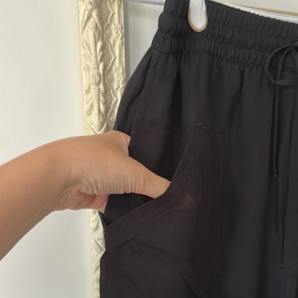 ZARA | Bamboo Black Sheer Wide-Leg Pants with Six Pockets and Draw String - Picture 4 of 16